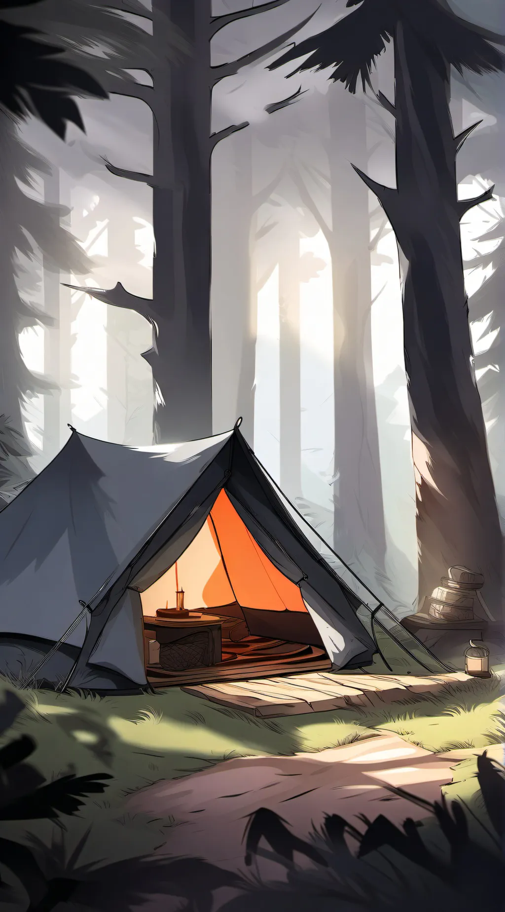 ai character: MD camping!!!! background