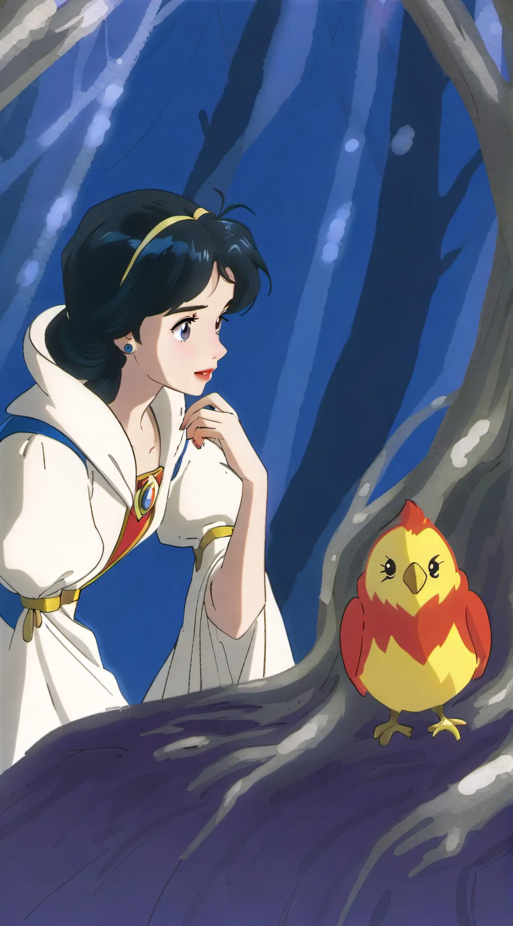 ai character: blanche neige  background
