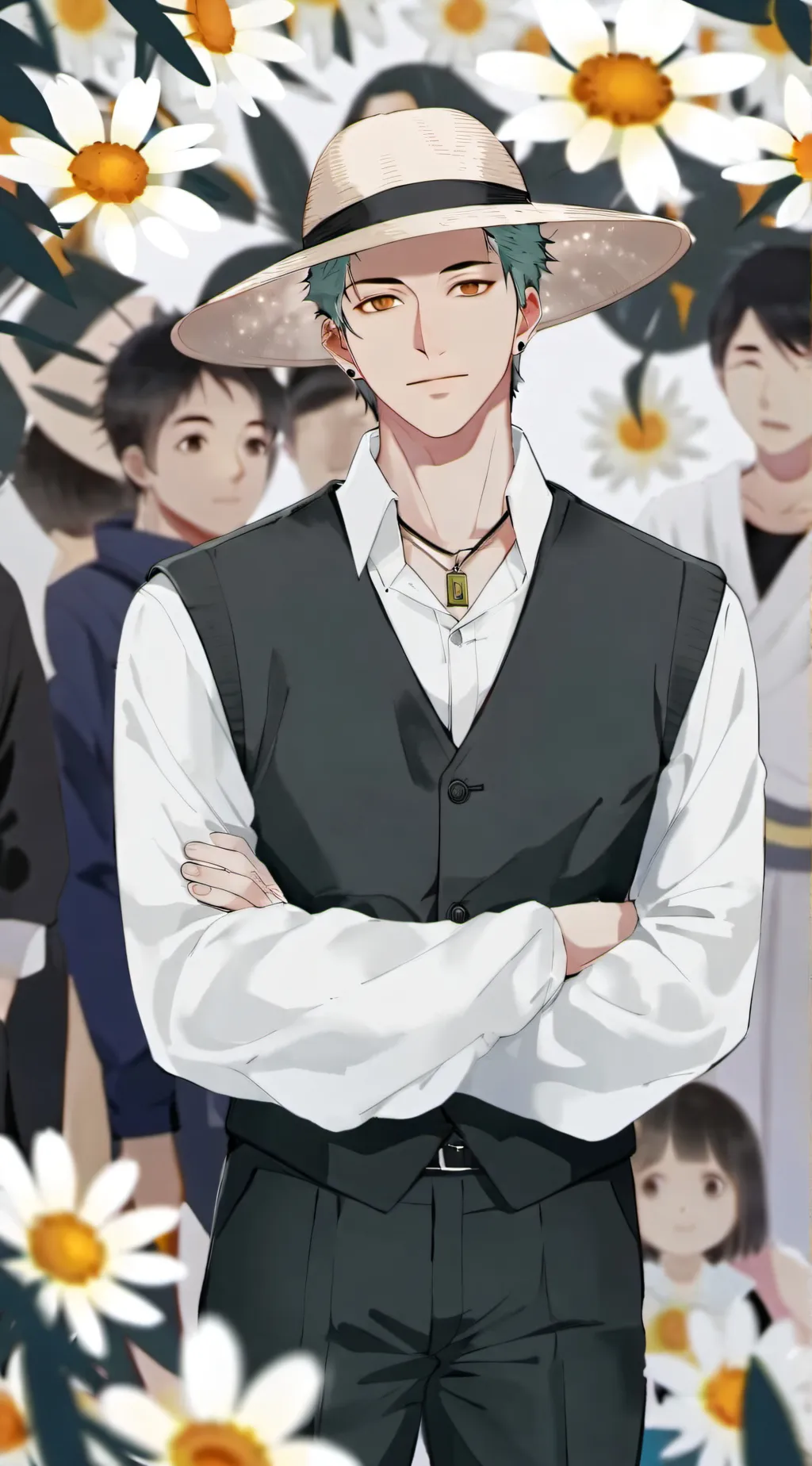 ai character: Zoro(moss head) background