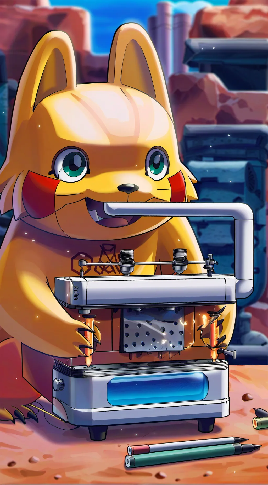 ai character: Anime machine..... background