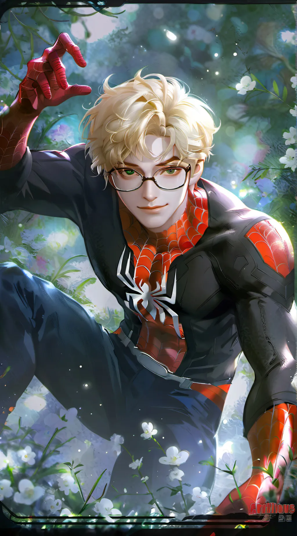 ai character: Cody/spider man  background