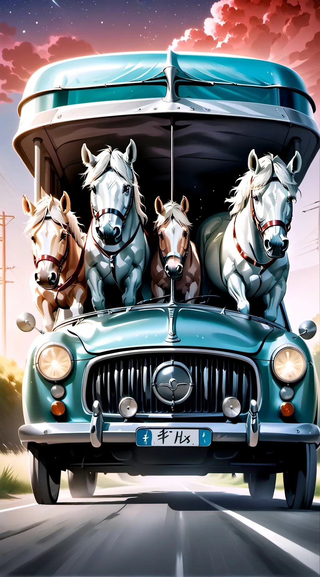 ai character: Horse car background