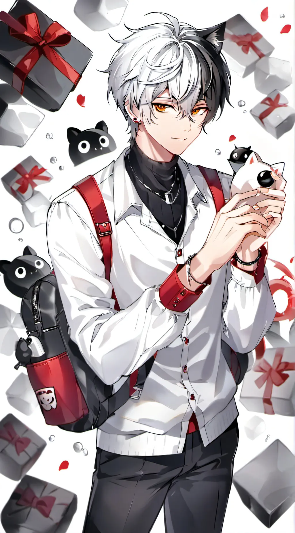 ai character: Cat block  background