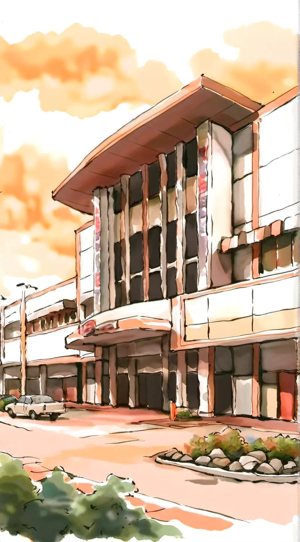 ai character: Kny coastal mall background