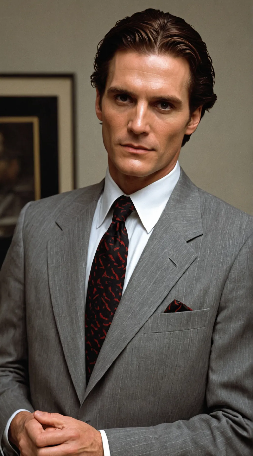 ai character: Patrick Bateman  background