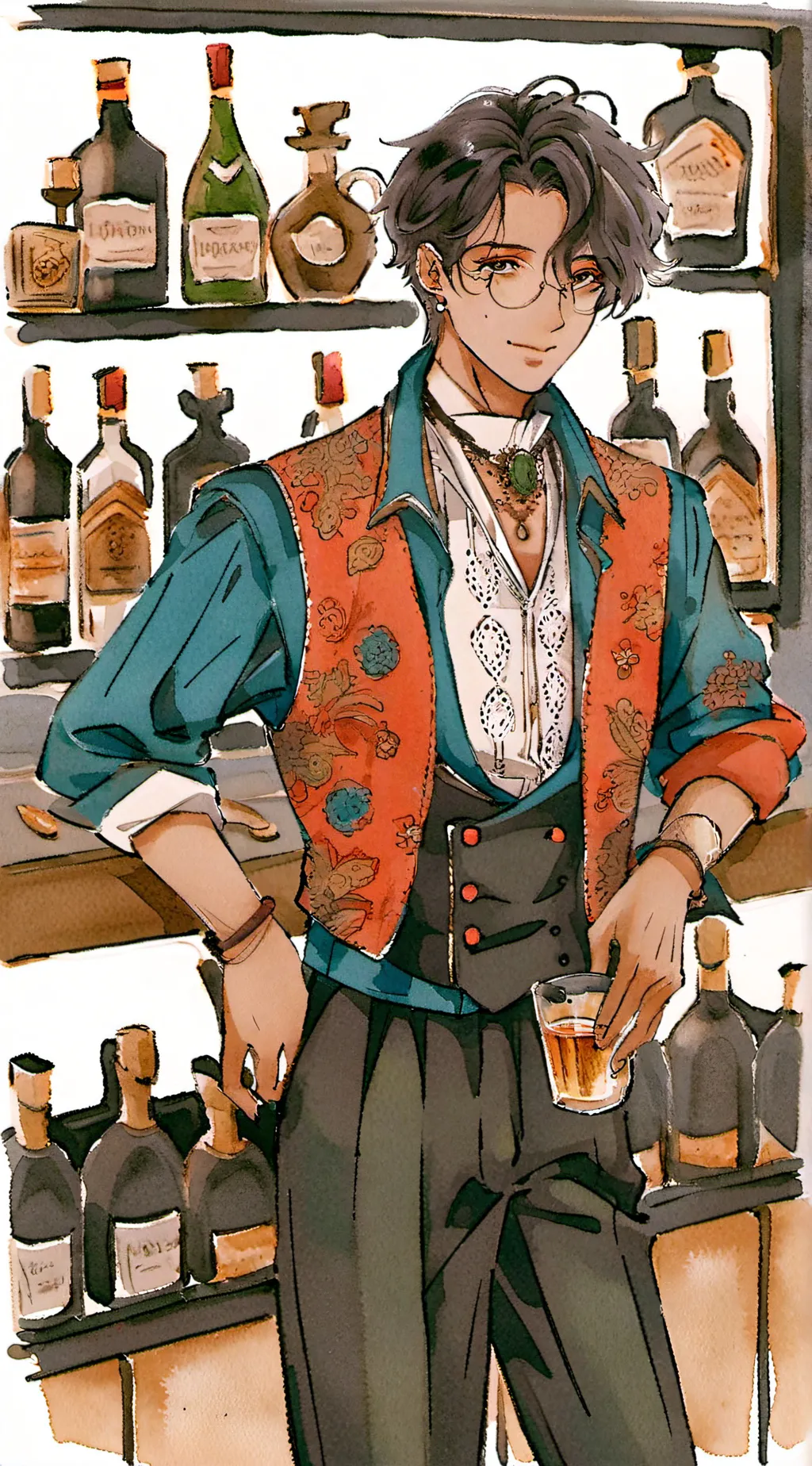 ai character: { Hybrid bar! } background