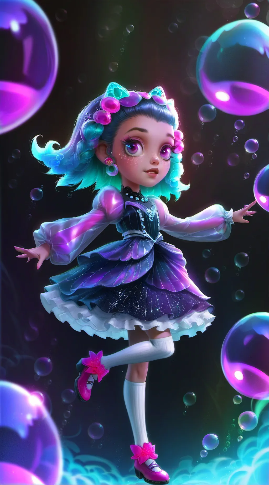 ai character: bubbly background