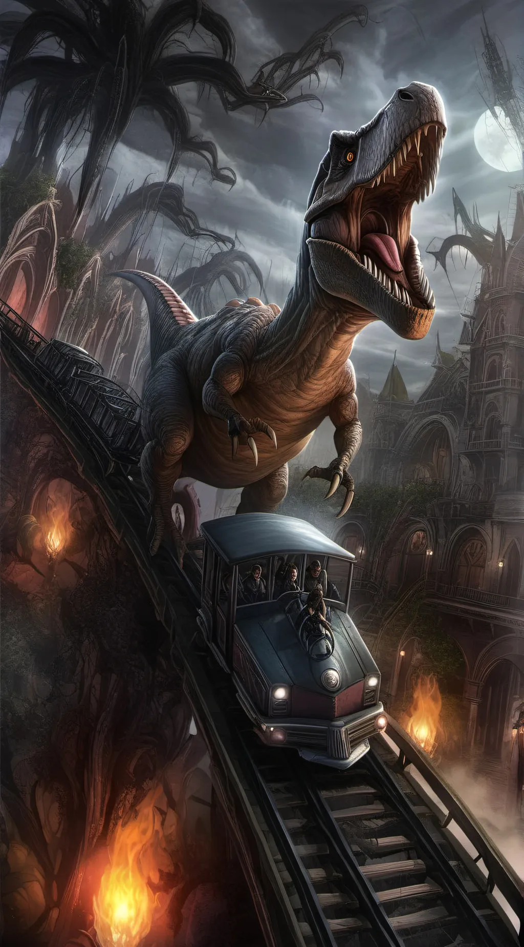 ai character: HH roller coaster background