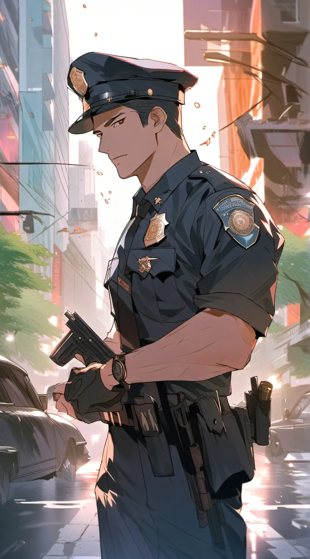 ai character: Officer Ethan  background