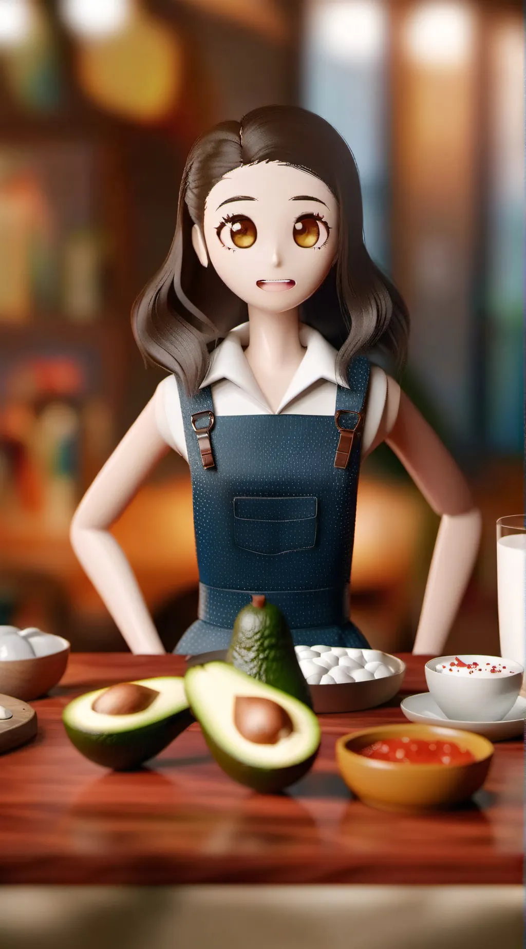 ai character: Avocado plays background