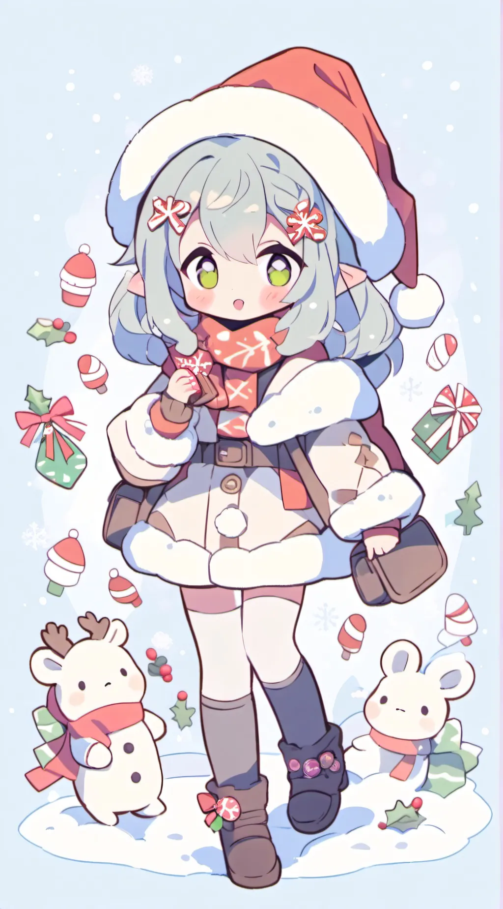 ai character: hh Christmas  background