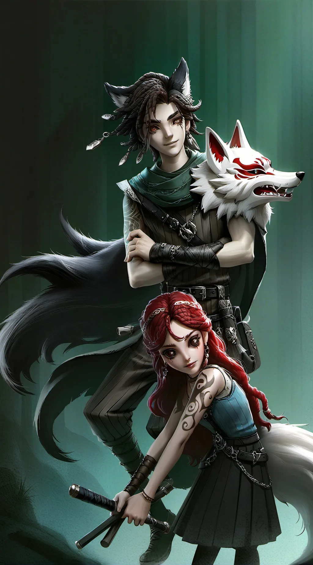 ai character: jake and Emily  background