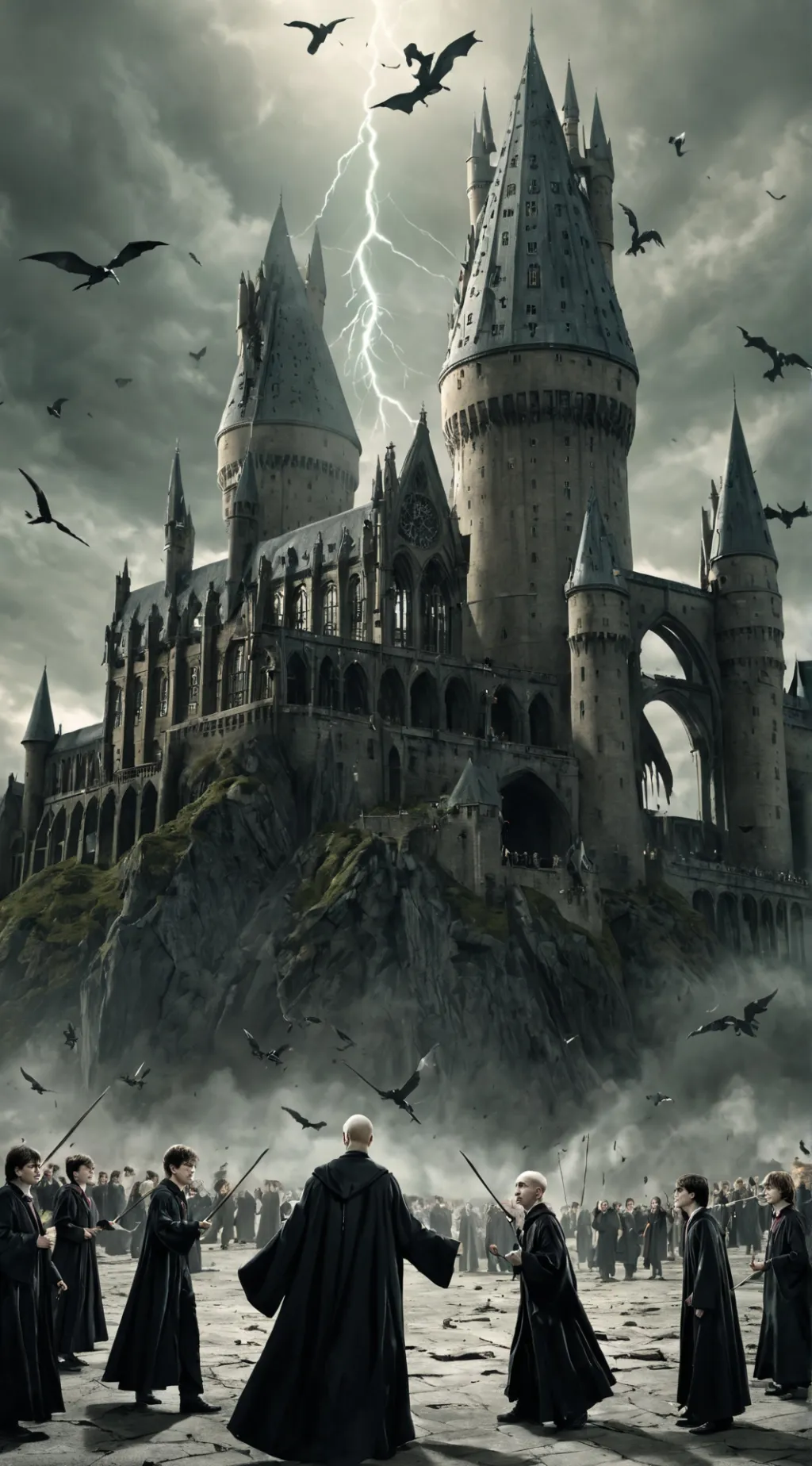 ai character: Hogwart battle background