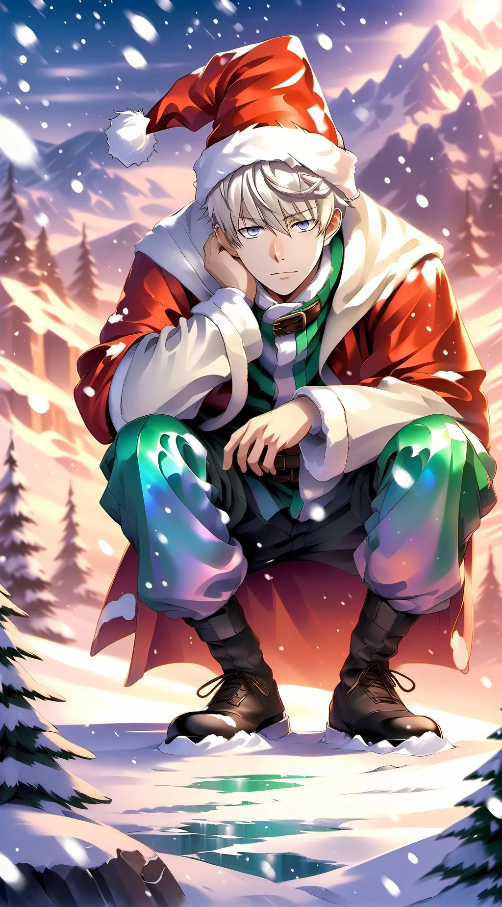 ai character: inumaki Christmas background