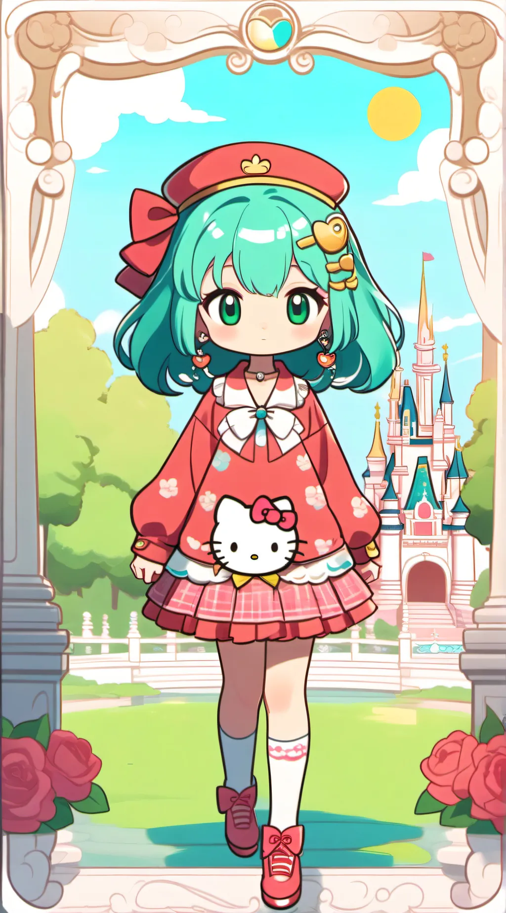 ai character: Hello kitty fan background