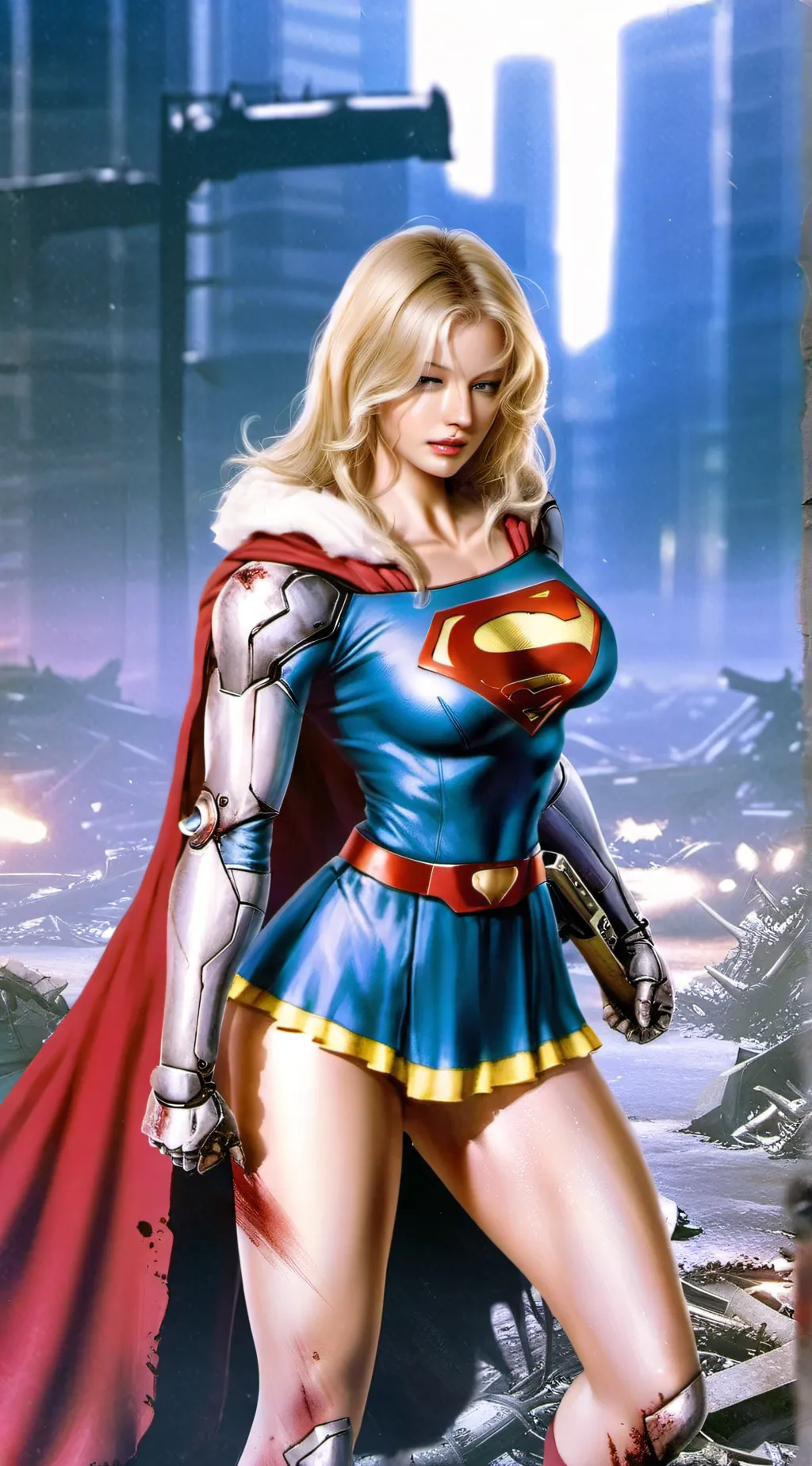 ai character: Cyborg Supergirl background