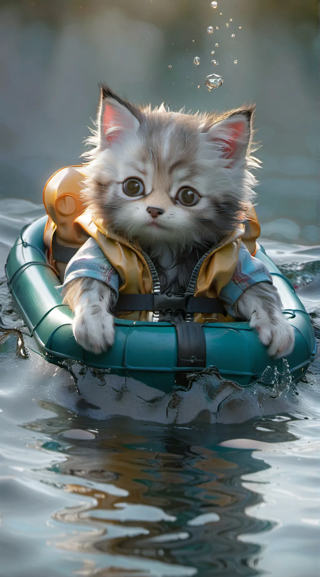 ai character: Drowning kitten background