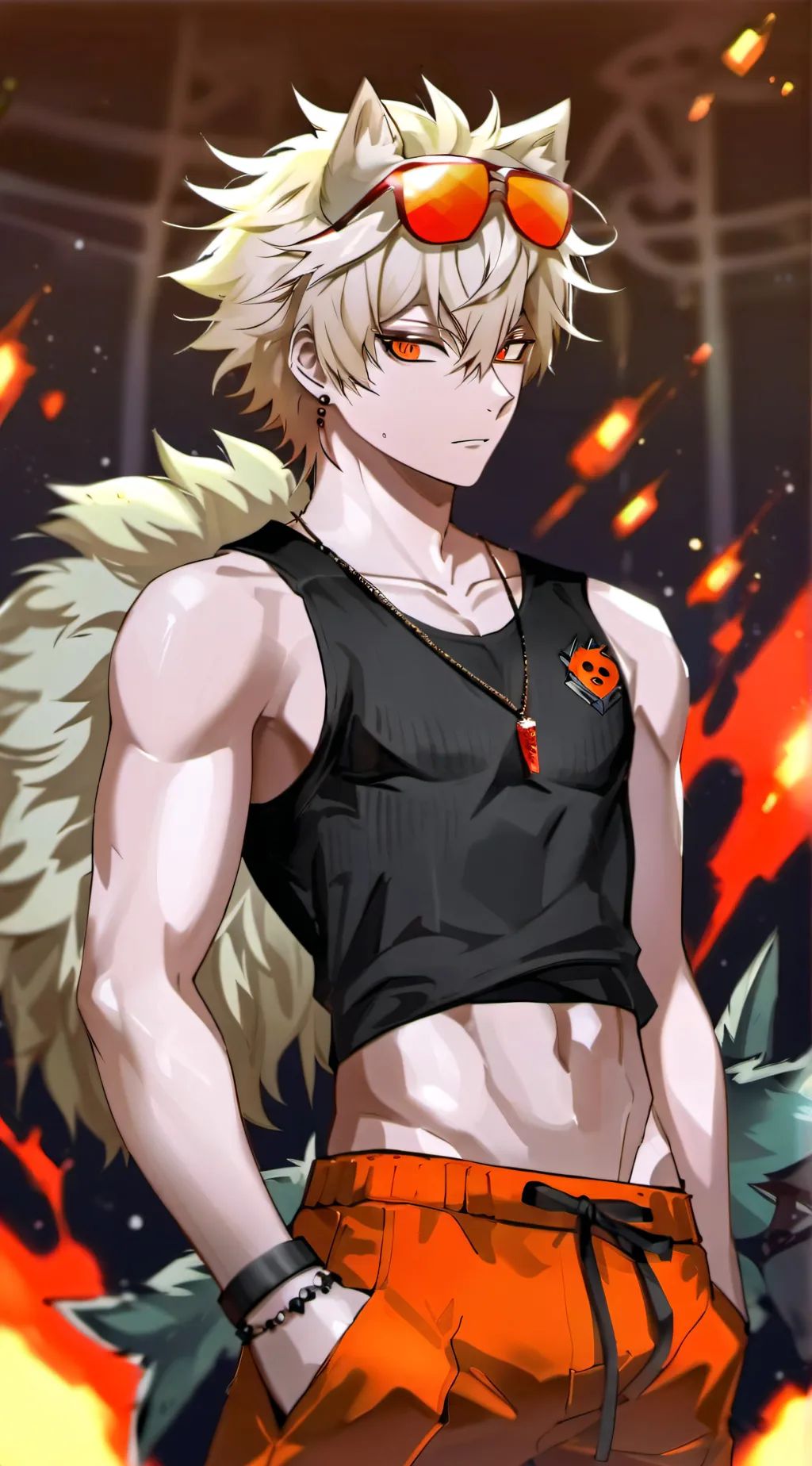 ai character: Hellhound Bakugo background