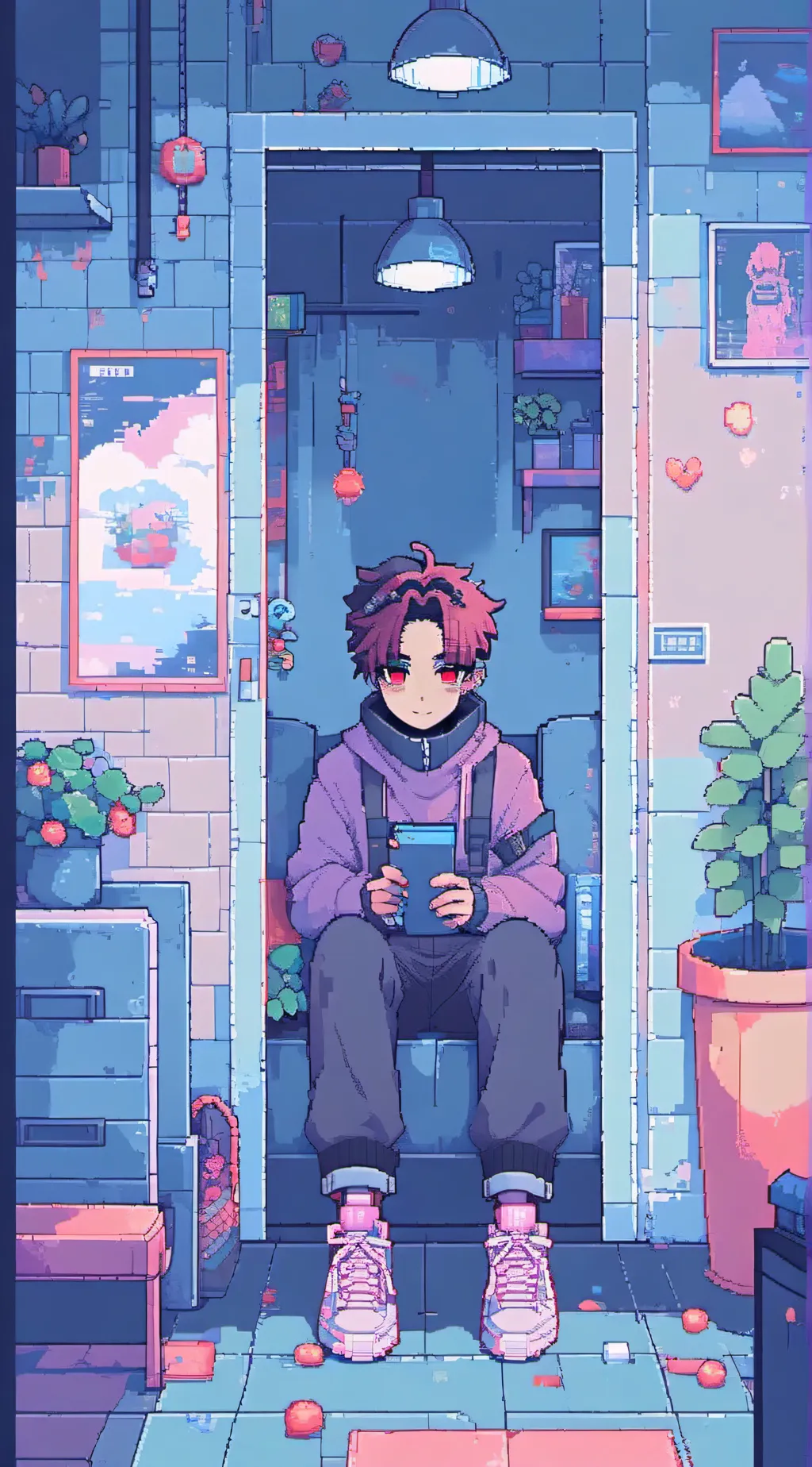 ai character: Kny in the rain background