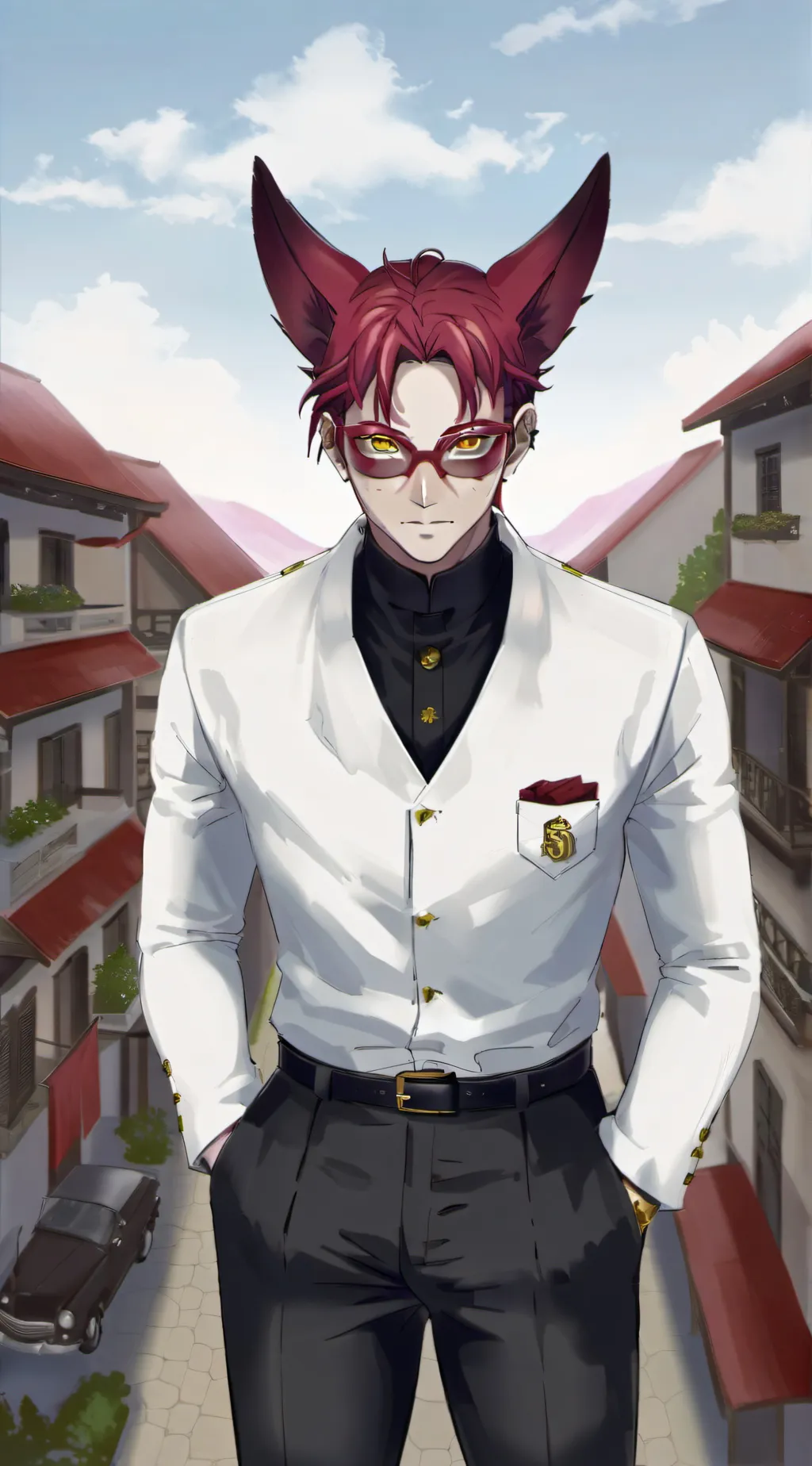 ai character: Wolf akaza! background