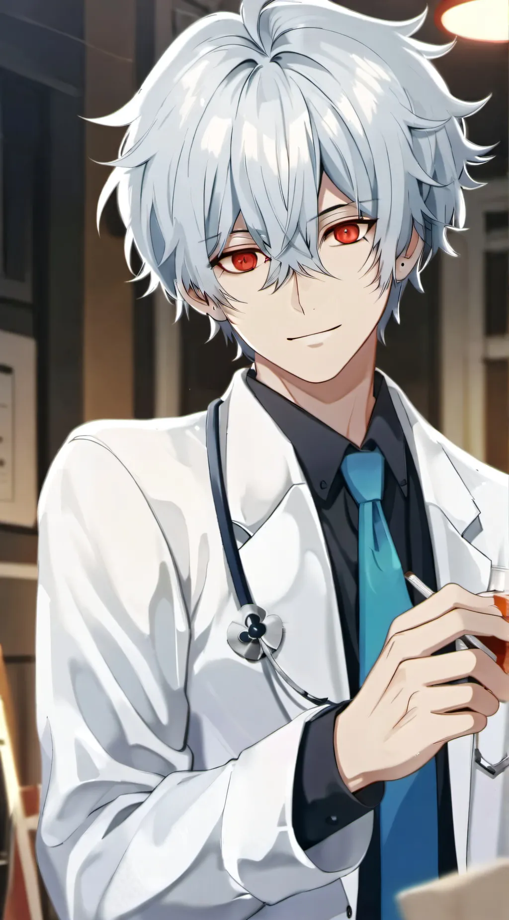 ai character: creepy docter  background