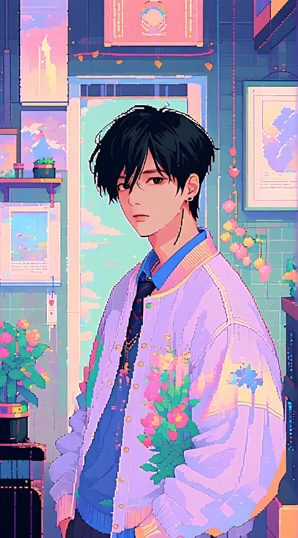 ai character: Skz high school background