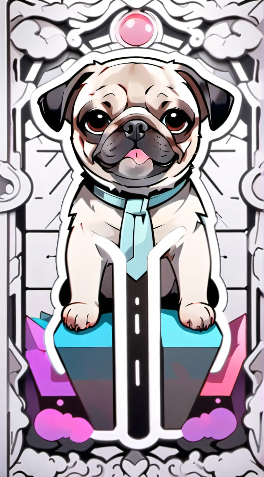 ai character: Pj pug a pillar background