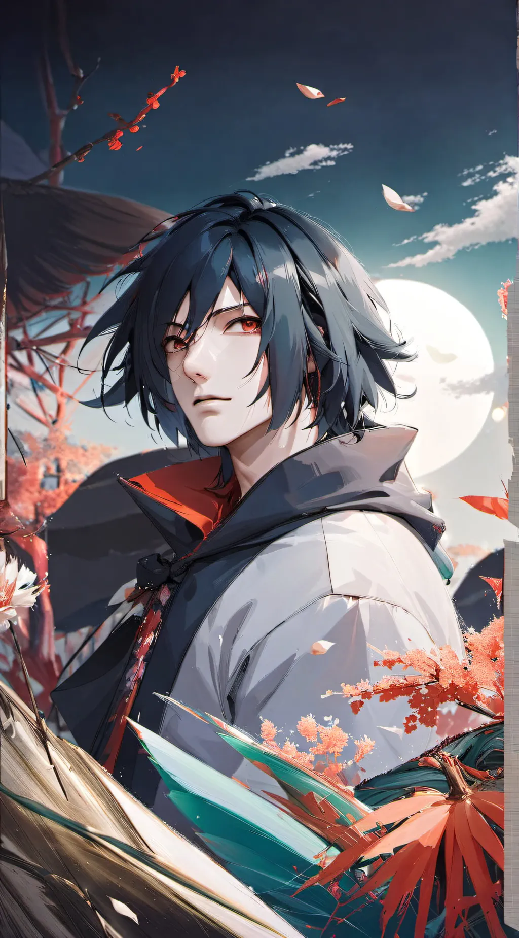 ai character: Sasuke  background
