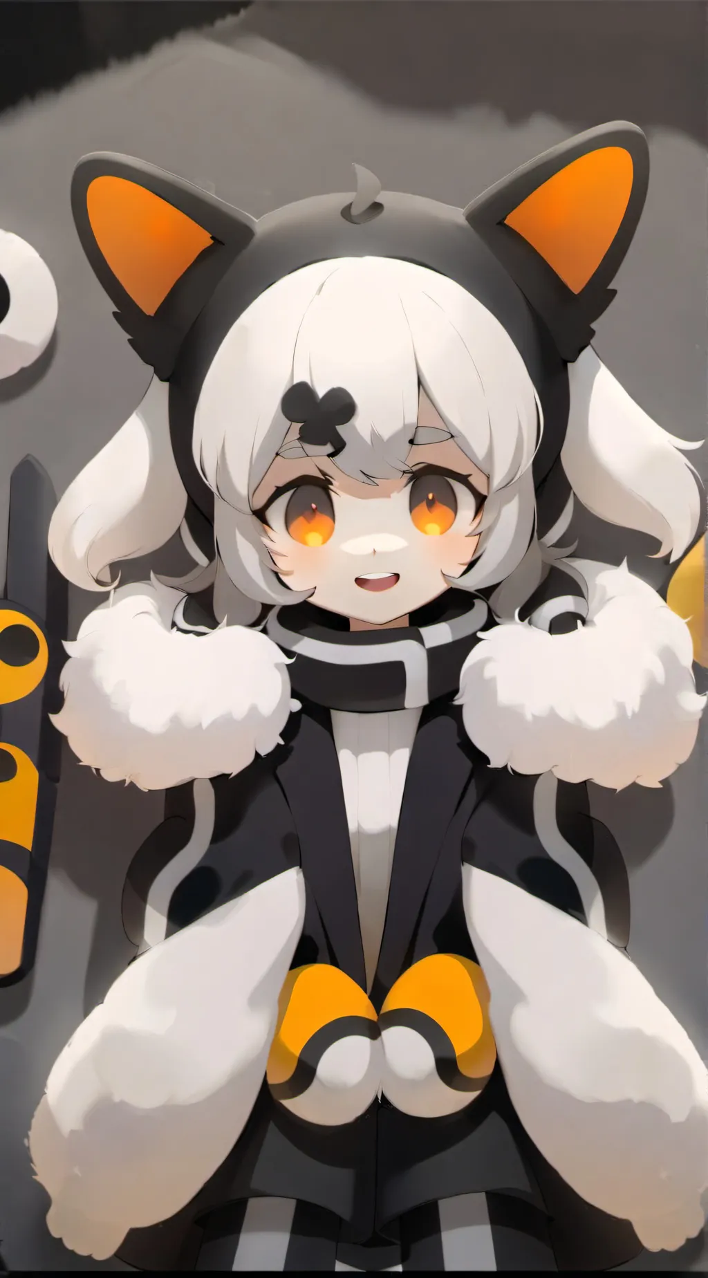 ai character: V plush  background