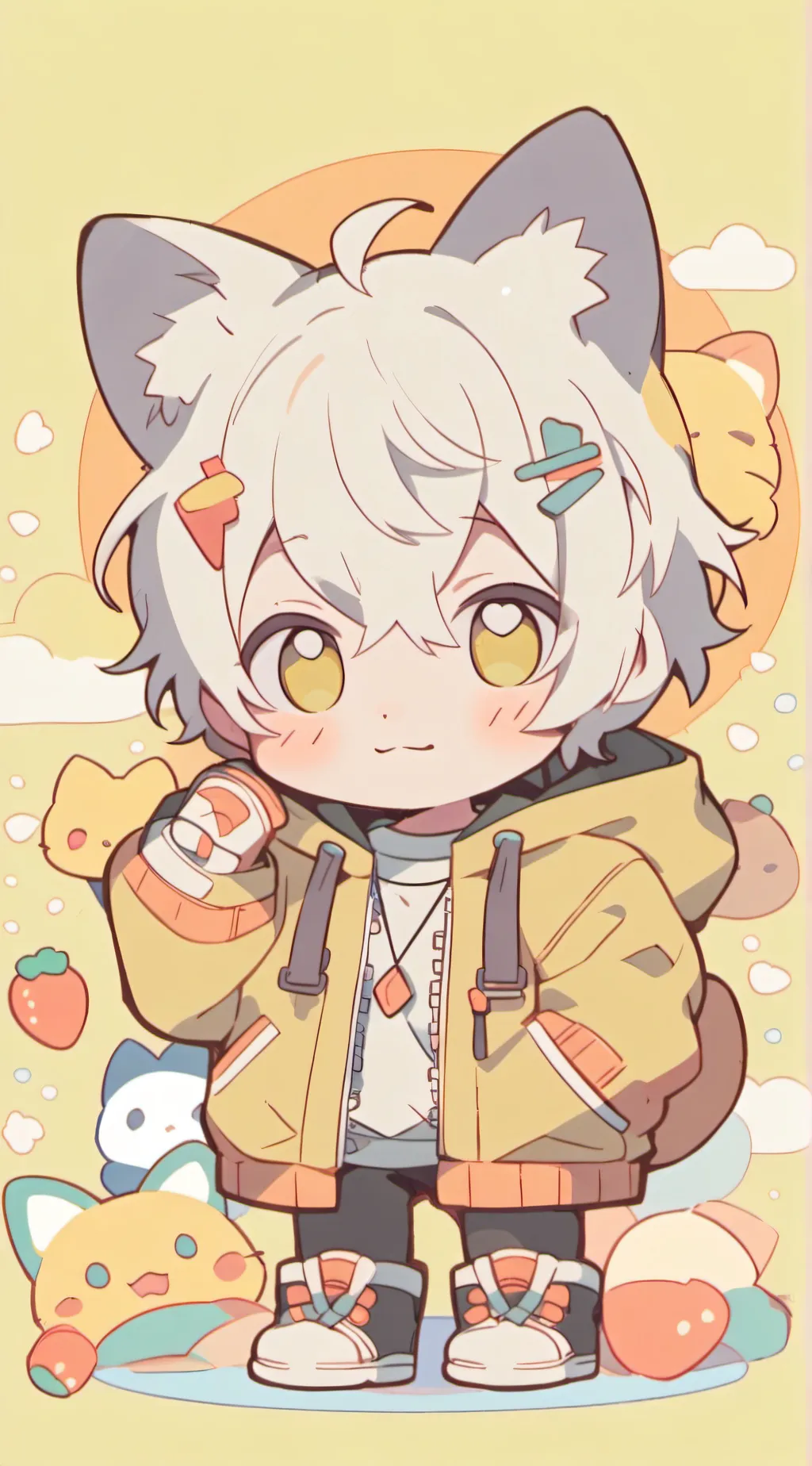 ai character: Baby cat boy background