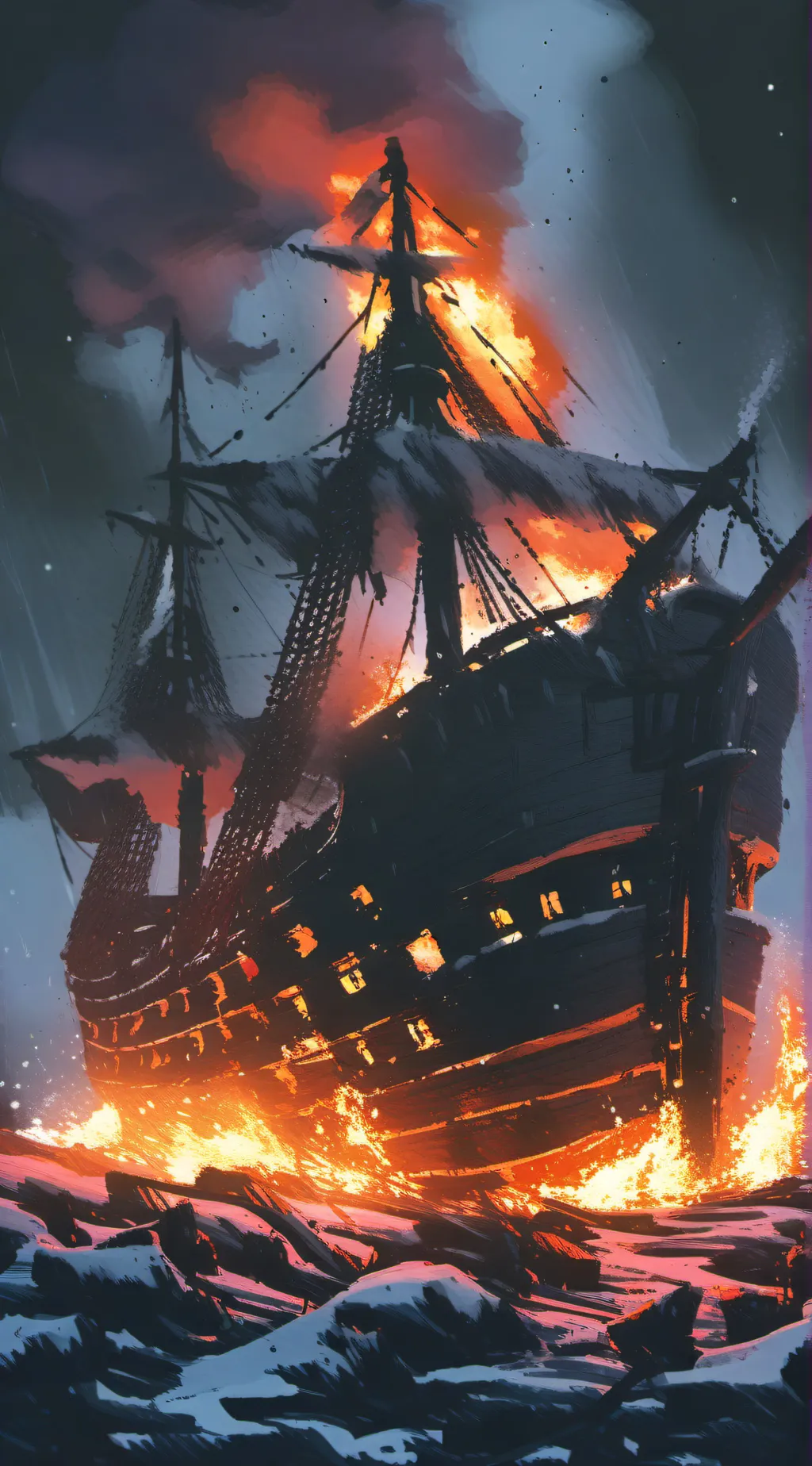 ai character: ship sinking  background