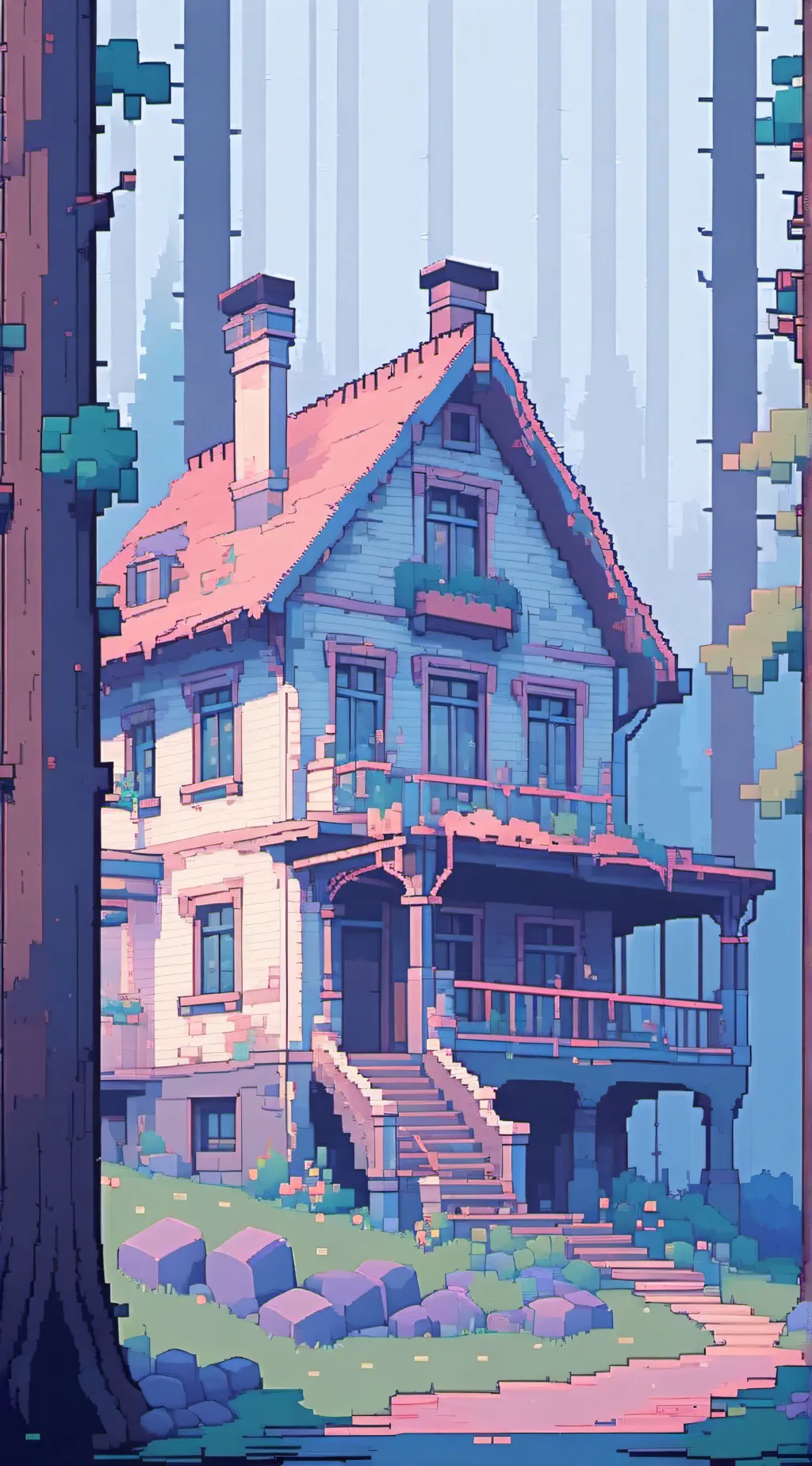 ai character: Abandoned house background