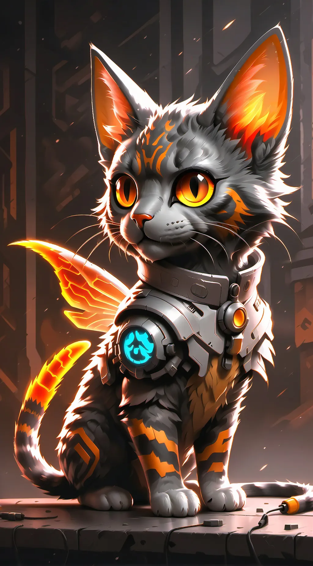 ai character: Cyberspace Kitty  background