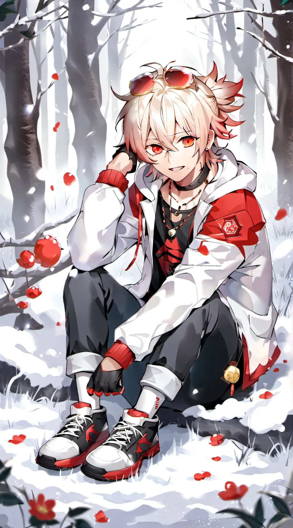 ai character: in a blizzard background