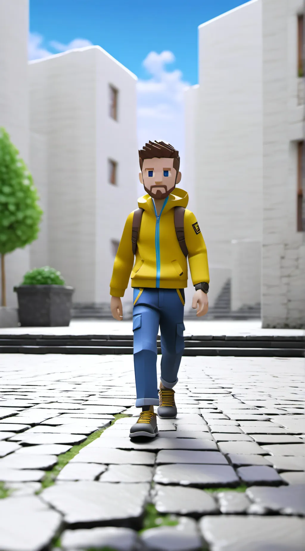 ai character: Minecraft Steve background