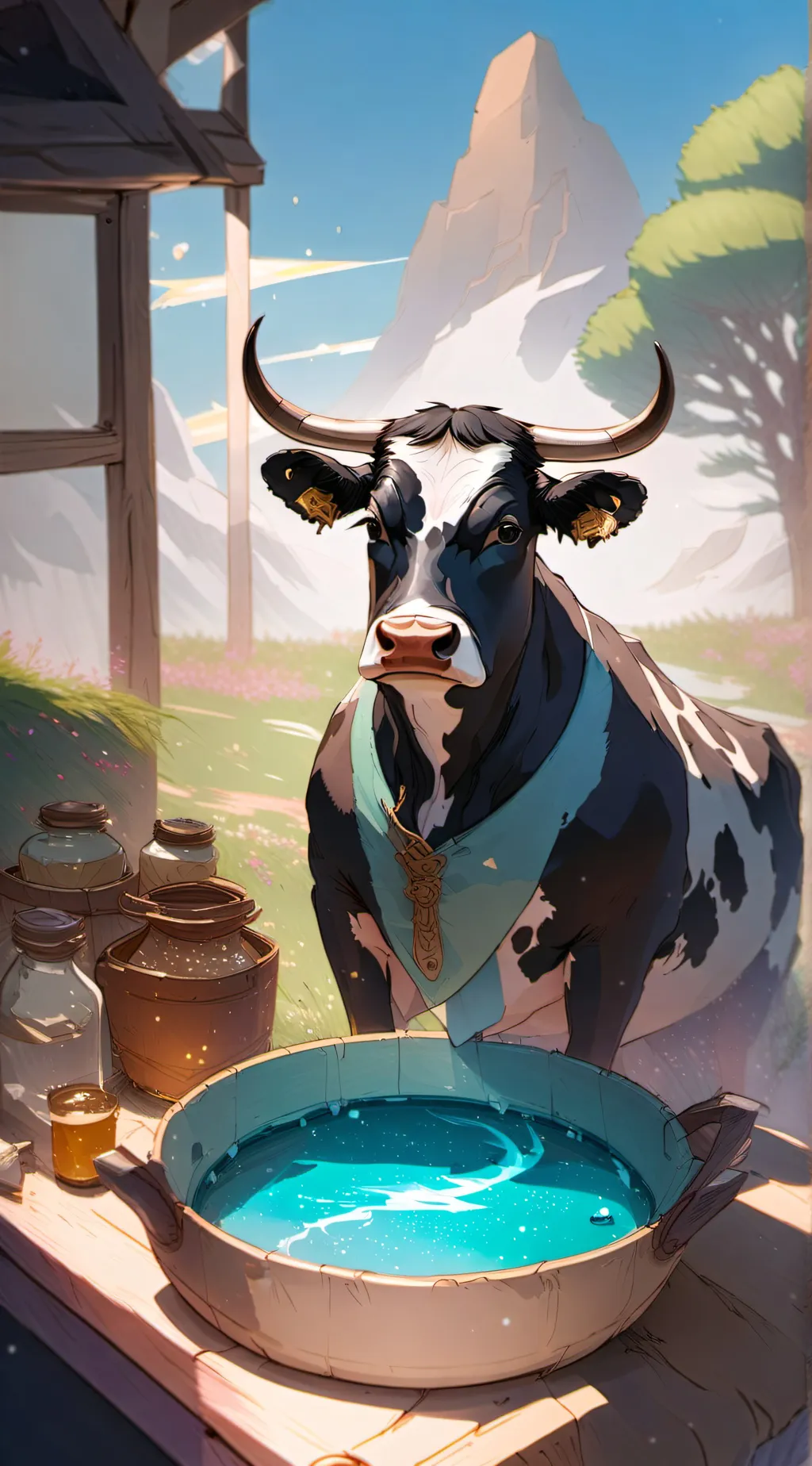 ai character: Potion Udder Cow  background