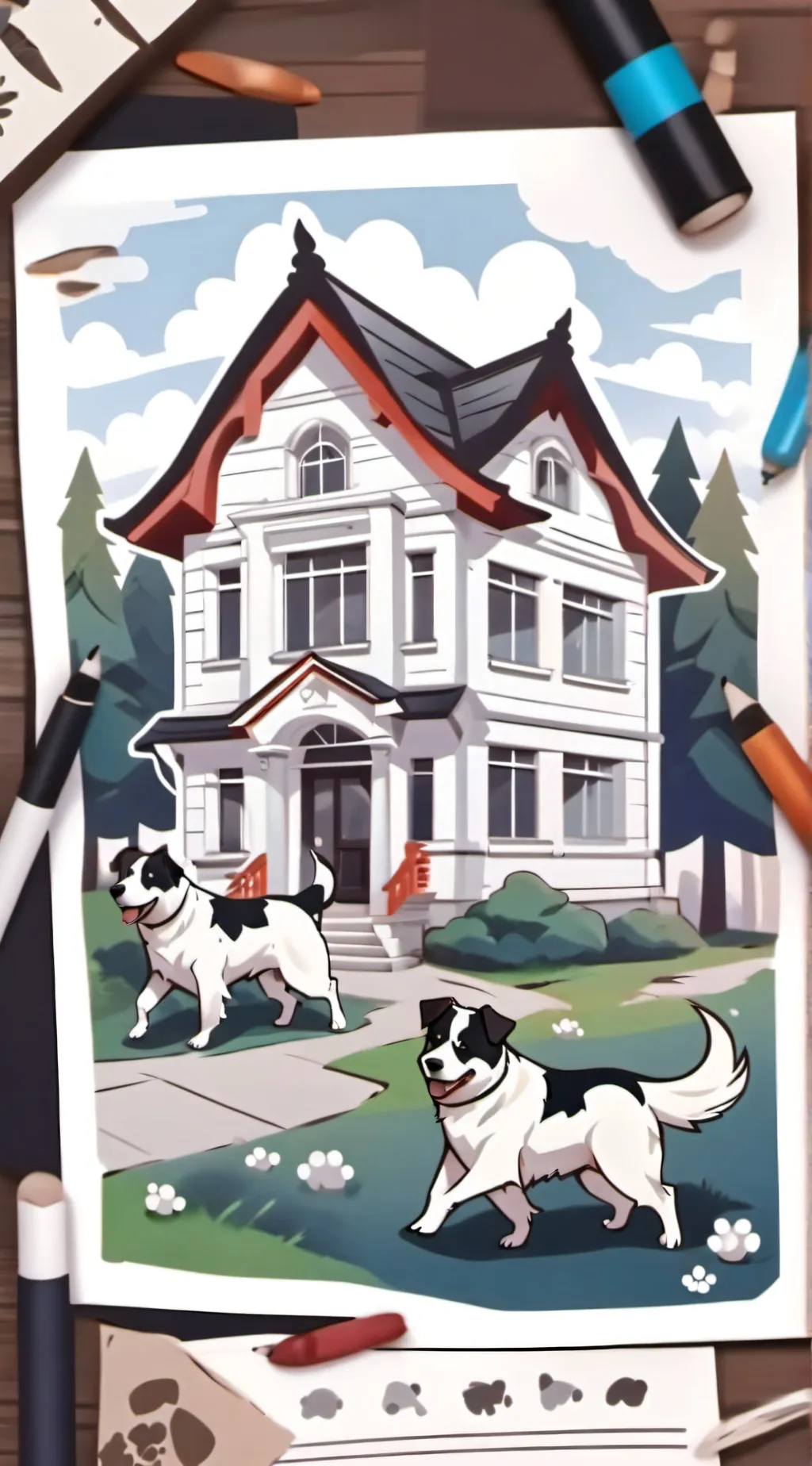 ai character: Dogs school  background