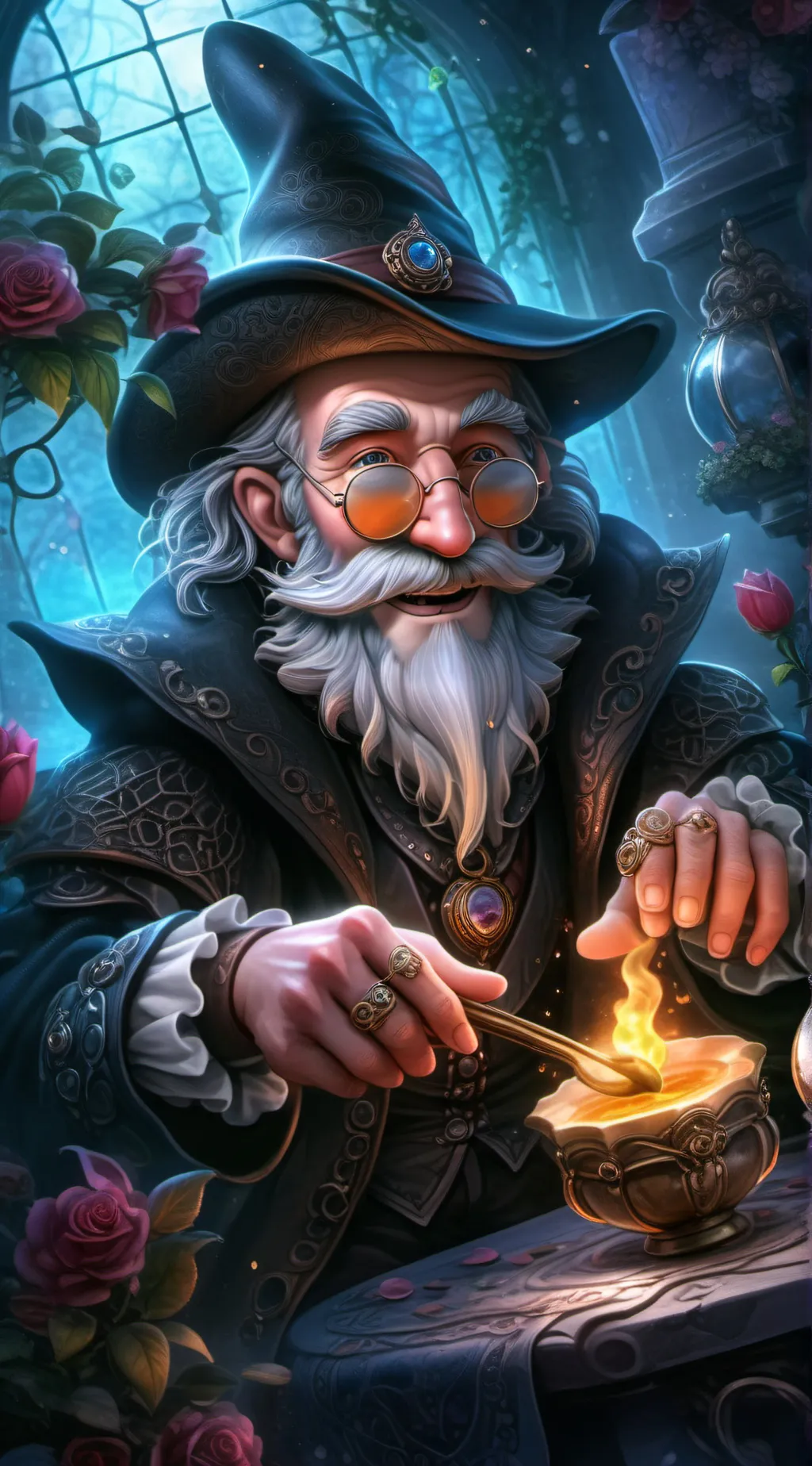 ai character: hello traveler :) background