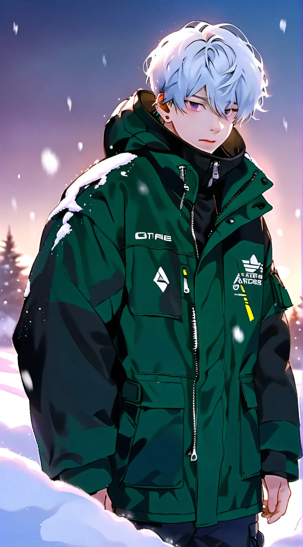 ai character: frozen earth background