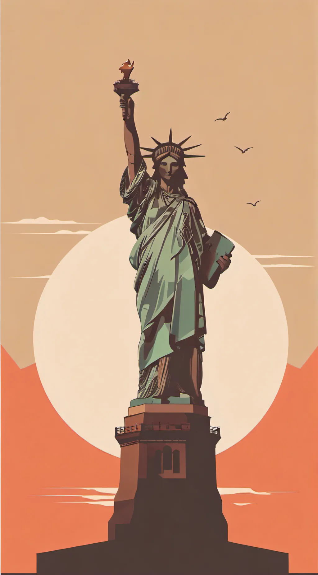 ai character: Statue of Liberty background