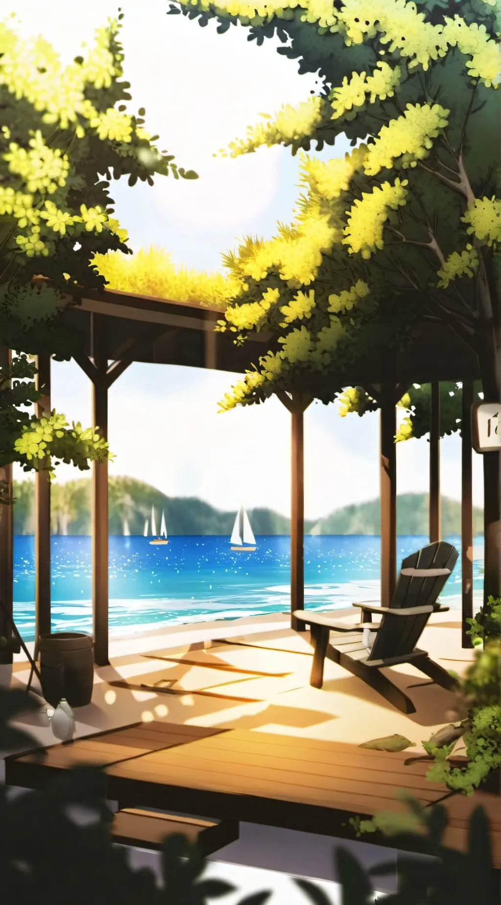 ai character: Hh beach day °^° background