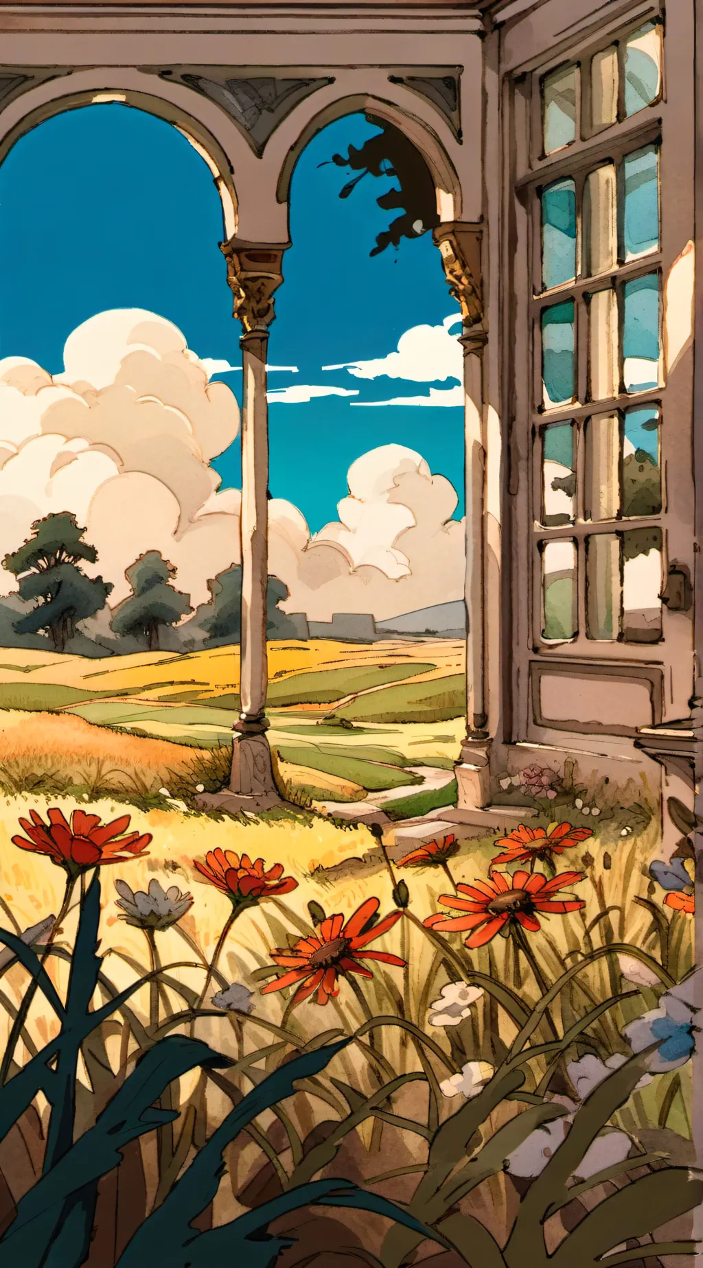 ai character: Grass background