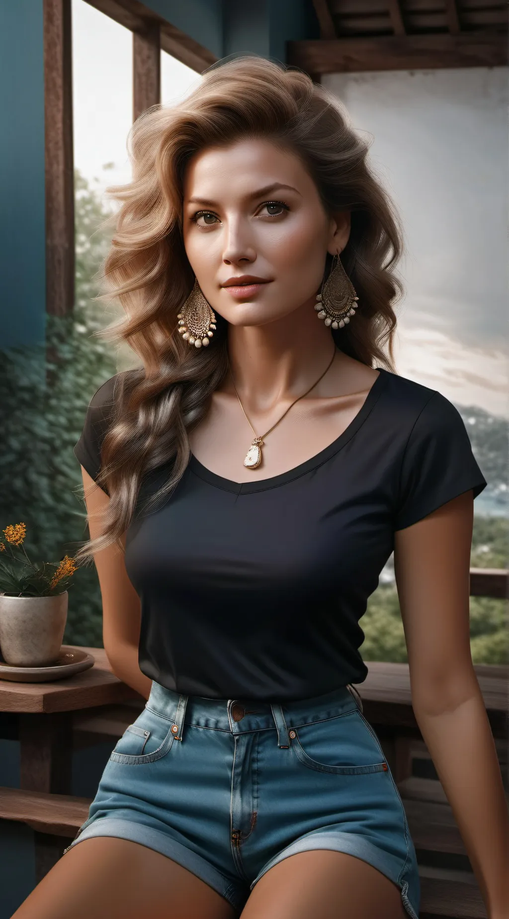 ai character: sweet woman  background