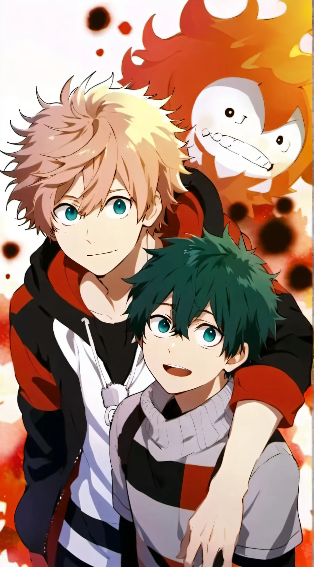 ai character: MHA Bakugo anddeku background