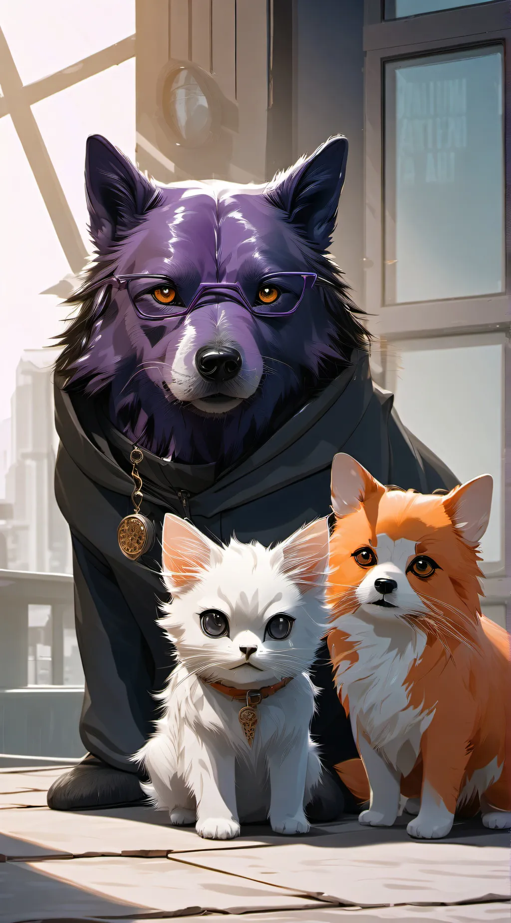 ai character: Catnap andJr background