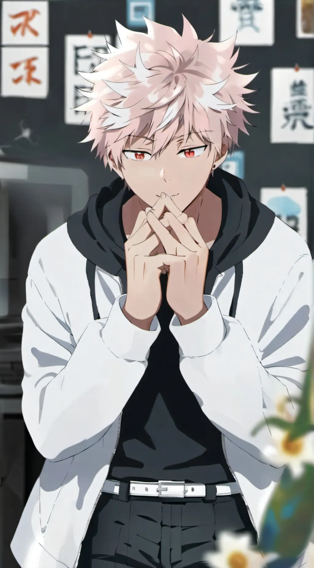 ai character: Bakugo🖤🧡💚❤️ background