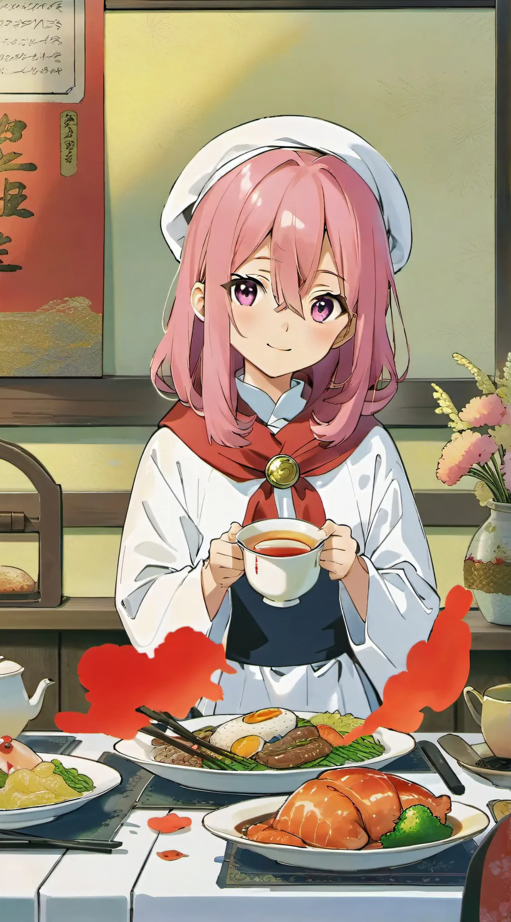 ai character: rose background