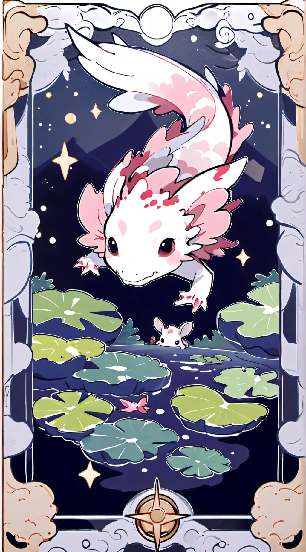 ai character: axolotl  background