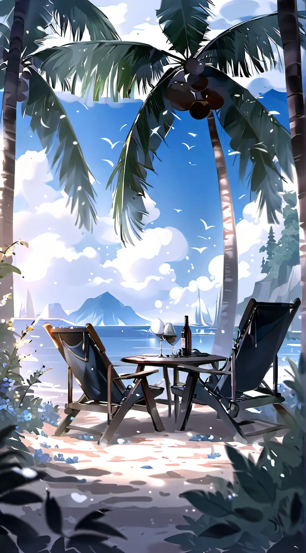 ai character: Hamilton at beach! background