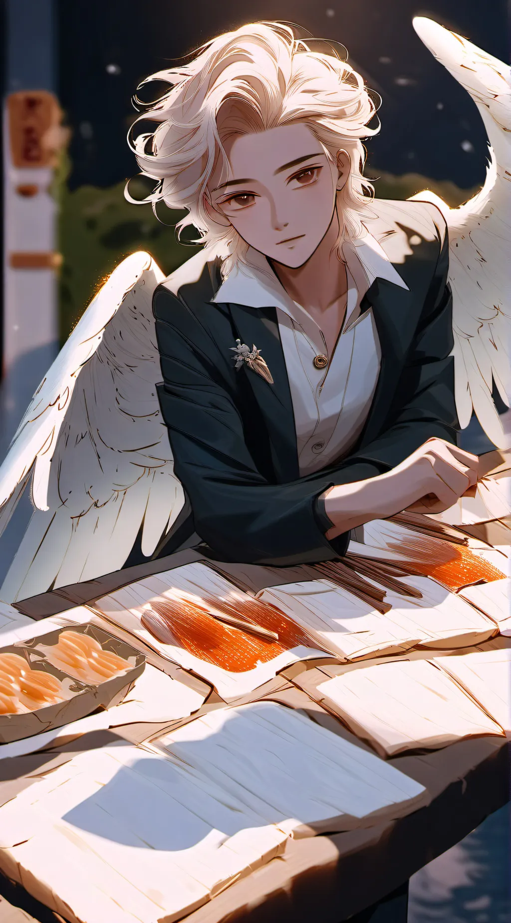 ai character: An angel background